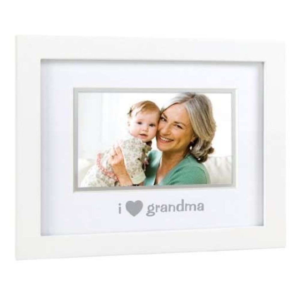 NEW Pearhead Sentiment Picture Frame I Love Grandma Metallic Silver Heart